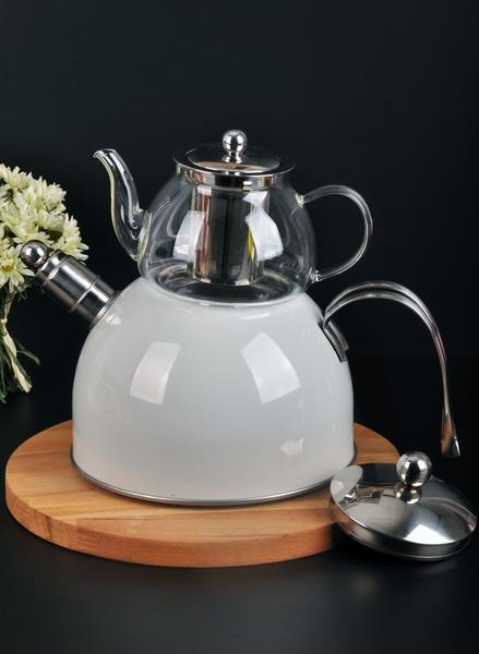 Bayev Vollfarbdruckglas Teekanne-200600-Weiß