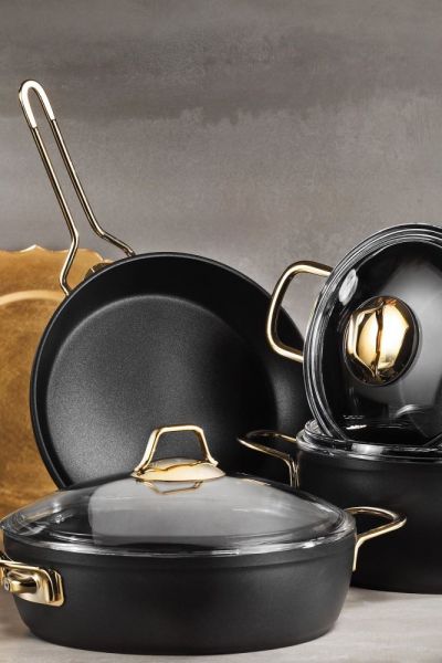 Kütahya Porselen Juliet 7 Prc Tencere Seti Granit Efekt Siyah