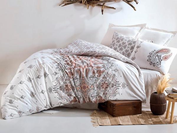 Ensemble housse de couette double Cottonbox Bohemian Harley Beige