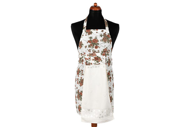ÖrtüDekonaz Çiçek Desenli Mutfak Önlüğü | Beyaz Havlu ve El Bezi Hediyeli | 73cm x 59cm