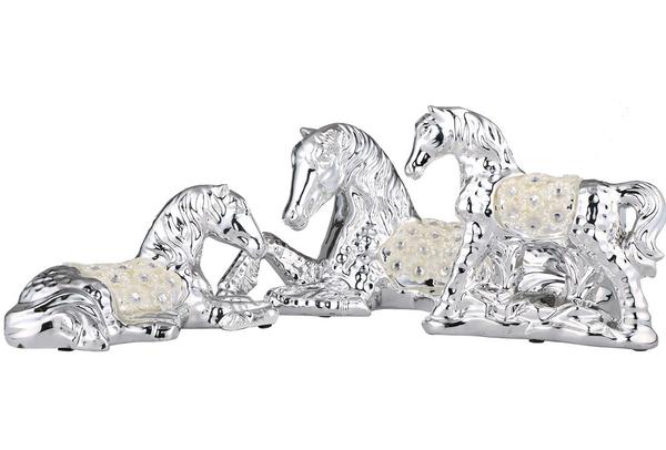 Almina 3'lü Dekoratif At Biblosu | Gümüş | Al-4571