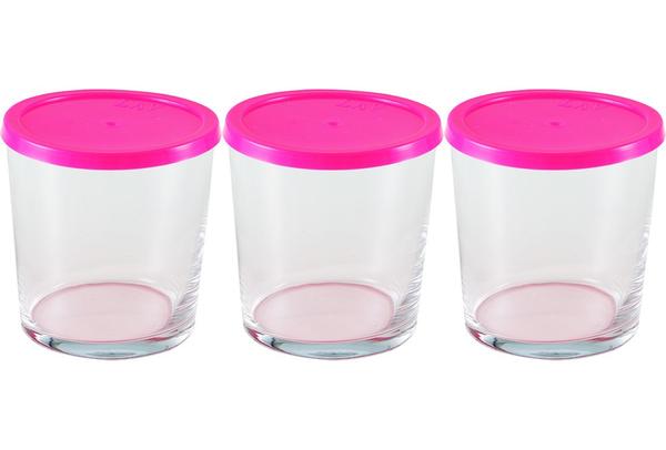 Lav | Bodega | 3-er | Frischhaltedose | Vorratsdose | Aufbewahrungsbehälter | Auffangbehälter | Aus Glas | Mit Deckel | Rosa | 37218