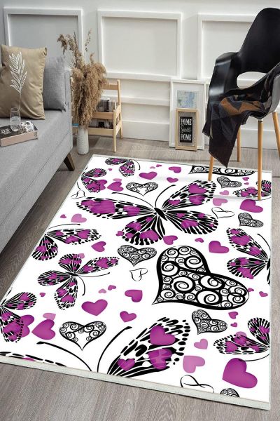 Birkilim Yıkanabilir Dekoratif Halı İpeksi Kaymaz Taban | MLN-IP-HS-492