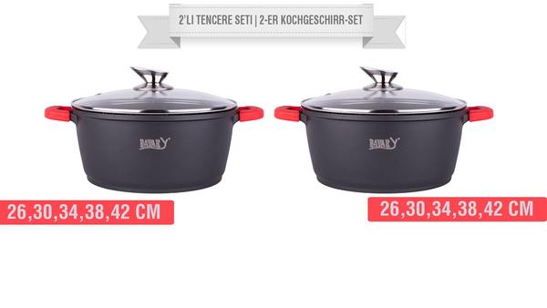 Bavary Granit & Alüminyum 2'li Tencere Seti | İndüksiyon | Siyah