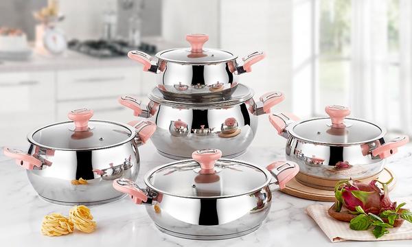 Kardelen Pembe 5 Li Tencere Seti