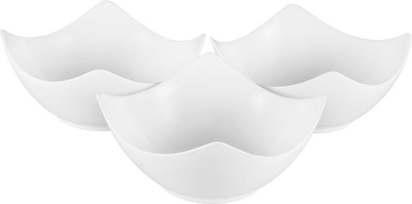 Bavary 3'lü Porselen Mini Kase Seti 100ml | Dalgalı Kare | Beyaz