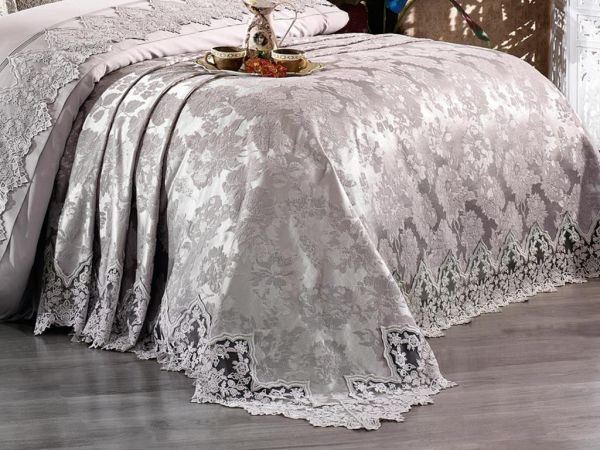 Ensemble de mariée en dentelle française Dowery Virgo Gris