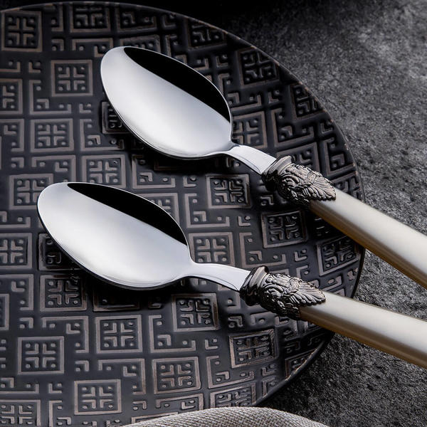 طقم ملاعق عشاء معتق مكون من 6 قطع كريم