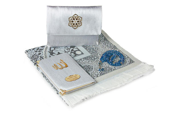 Santuk Fabric Covered Yasin Book - Bag Size - Name Special Plate - Prayer Rug - Rosary - Marsupial - Gr