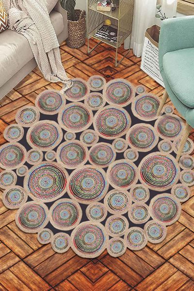 Birkilim Yuvarlak Yıkanabilir Dekoratif Halı İpeksi Kaymaz Taban | MLN-IP-SD-105