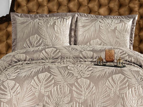 Ensemble couvre-lit double tropical Cappucino