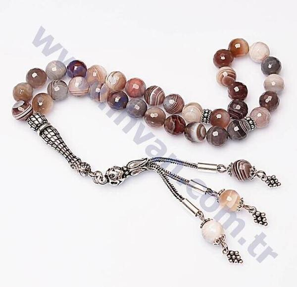 Akik Taşı Tesbih (925 AYAR GÜMÜŞLÜ Fasetli)