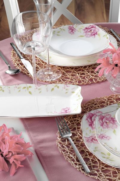 Kütahya Porselen Kare Bone 73 Parça 50112 Desen Yemek Takımı