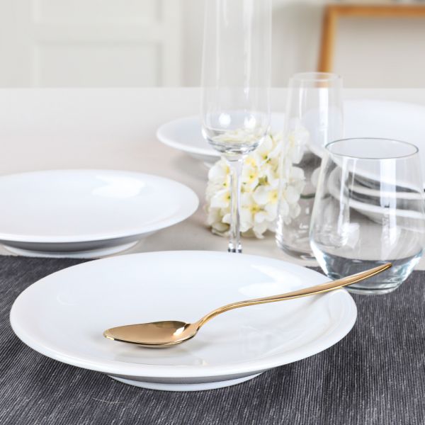 Beyaz Delta Yemek Tabağı 22 Cm 6 Adet | Keramika