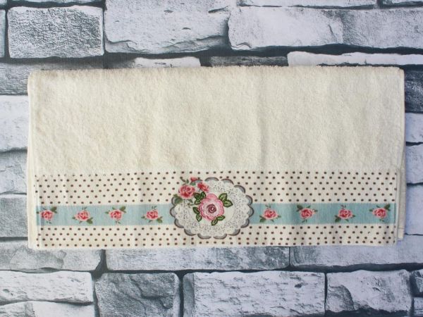 Çeyiz Diyarı Mira Nakışlı Çeyizlik Havlu Krem