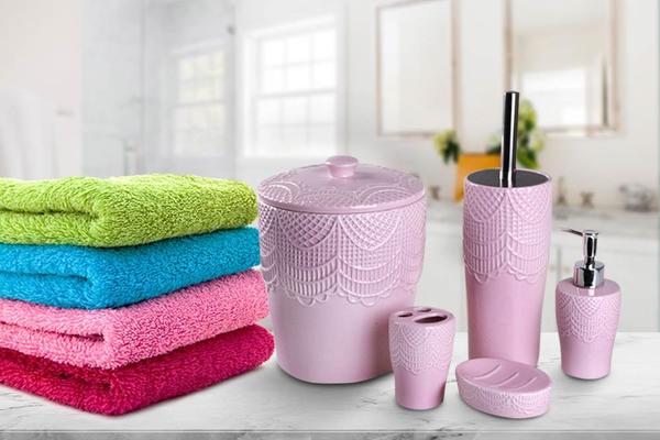 Duygu Gossip Banyo Seti 5 Parça Pembe