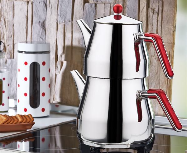 Prizma Orta Boy | Çaydanlık | Paslanmaz Çelik | 3.10 lt. | Kırmızı