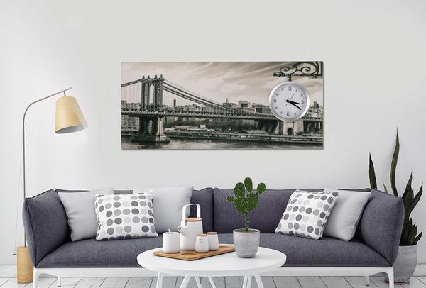 Dekonaz Saatli Duvar Tablosu San Francisco Oakland Körfez Köprüsü 87 cm