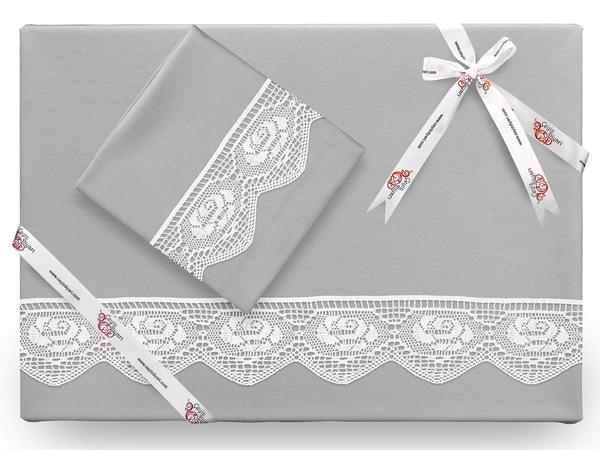Puka Plain Lacy Bettbezug Set Grau