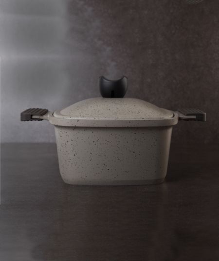 Acar Cuisine | Liya-Grey Pot profond carré gris 22 cm