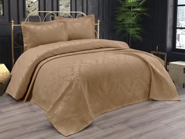 Dowery Diamond Double Plain Pique Set 3 Pcs Beige