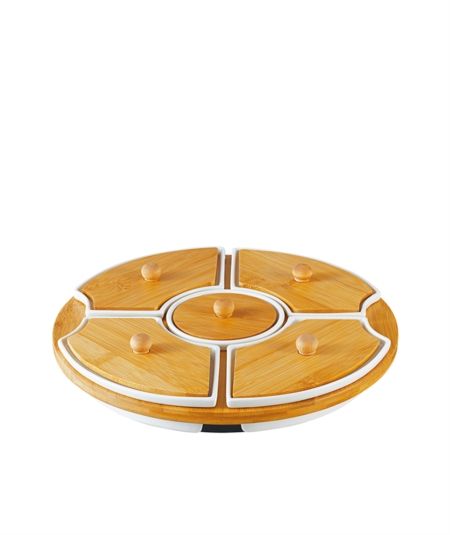 Acar Mutfak | Bambu Tepsili Dönerli Beşli Porselen Kahvaltı Takımı