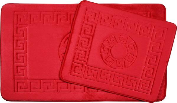 Vintage Premium Banyo Paspas Seti 2 Parça Kırmızı