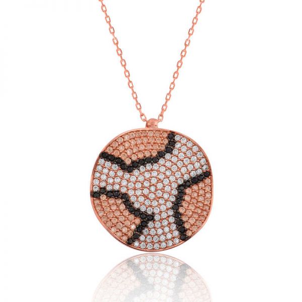 Gümüş Taşlı Dalgalı Bayan Kolye