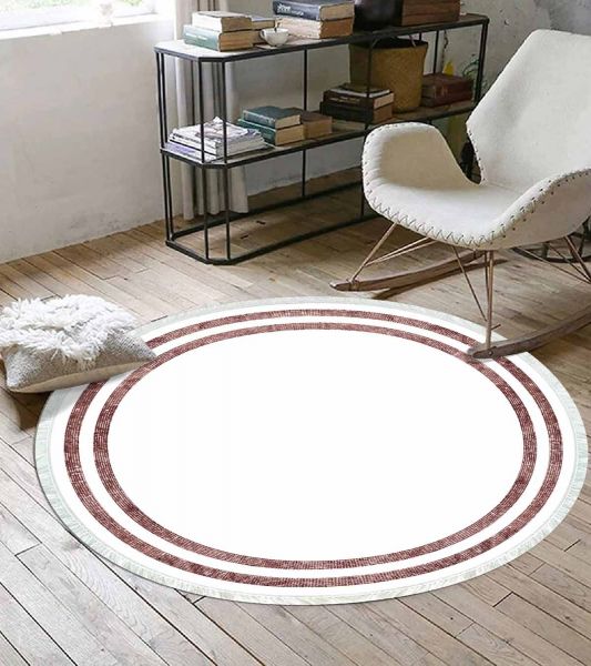 Birkilim Yuvarlak Yıkanabilir Dekoratif Halı İpeksi Kaymaz Taban | MLN-IP-YU-SD-303