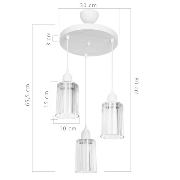 Aksel Triple Chandelier Transparent Optical Glass White