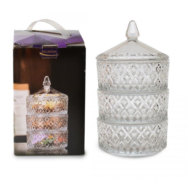 DSTG1055B / L3 GLASS 3-LAYER COVERED COOKIE HOLDER 12,5 cm | SILK-11400