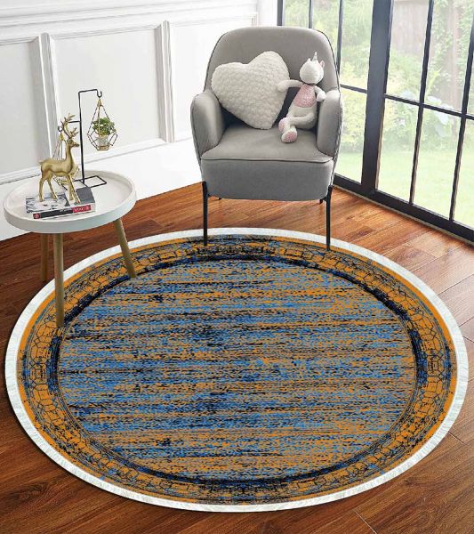 Birkilim Yuvarlak Yıkanabilir Dekoratif Halı İpeksi Kaymaz Taban | MLN-IP-YU-HT-968