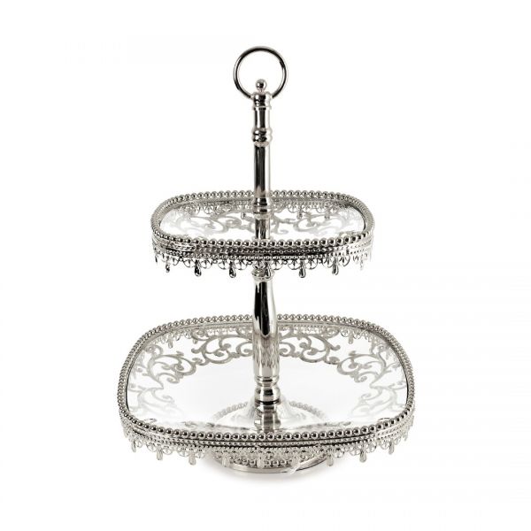 İpek | 2 Katlı Kare Cam Kurabiyelik | CS3273