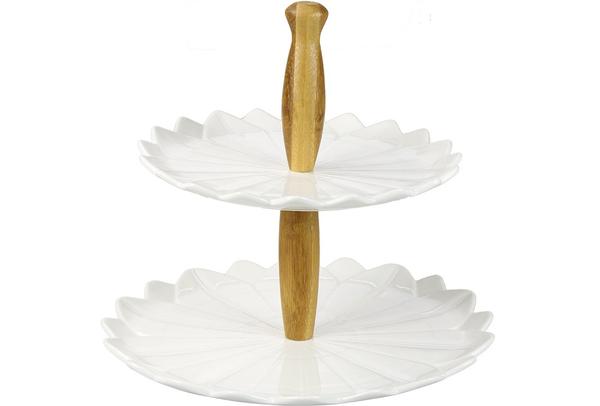 Duygu Bambu 2 Katlı Etajer Porselen | Dg-6211