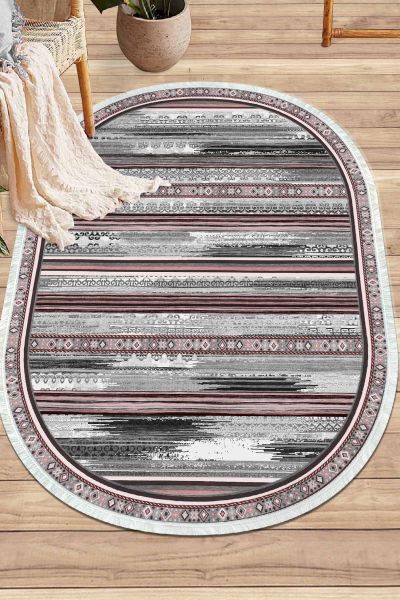 Birkilim Oval Yıkanabilir İpeksi Kaymaz Taban Dekoratif Halı | MLN-IP-O-SD-240