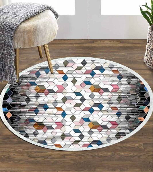 Birkilim Yuvarlak Yıkanabilir Dekoratif Halı İpeksi Kaymaz Taban | MLN-IP-YU-HT-1406