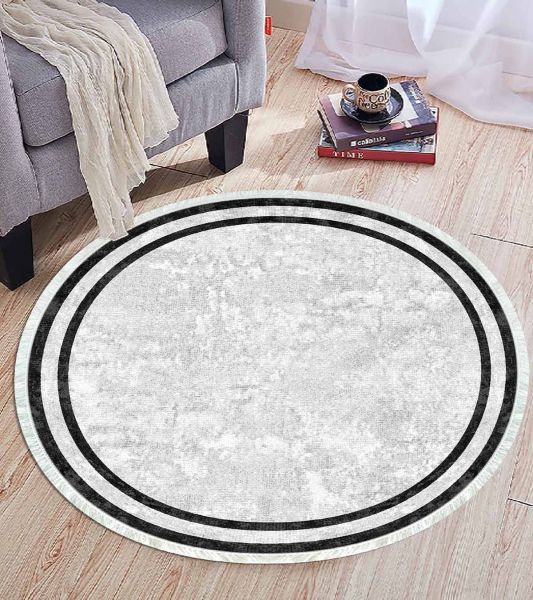 Birkilim Yuvarlak Yıkanabilir Dekoratif Halı İpeksi Kaymaz Taban | MLN-IP-YU-HT-363