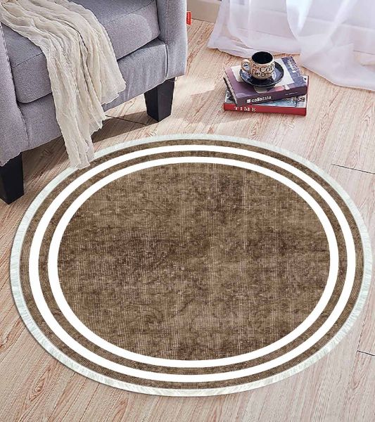 Birkilim Yuvarlak Yıkanabilir Dekoratif Halı İpeksi Kaymaz Taban | MLN-IP-YU-HT-576