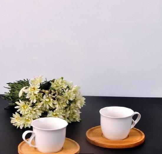 Bayev Beyaz 2 Kişilik Fincan Takımı Ve Ahşap Altlığı 101099-18-