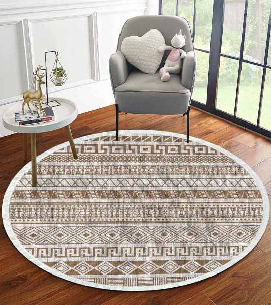 Birkilim Yuvarlak Yıkanabilir Dekoratif Halı İpeksi Kaymaz Taban | MLN-IP-YU-HT-930