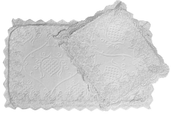 Brillant 2 Prc Banyo Paspası Takimi | Beyaz Dantel | 70189-Beyaz