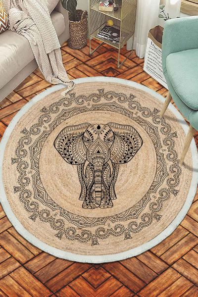 Birkilim Yuvarlak Yıkanabilir Dekoratif Halı İpeksi Kaymaz Taban | MLN-IP-SD-437