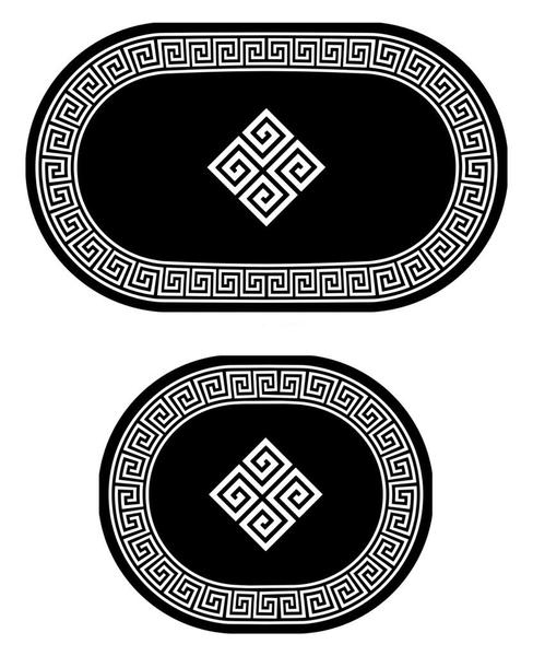 Bayev Siyah Desenli Oval 2`li Banyo Paspas Seti Klozet Takımı 19 1409 02