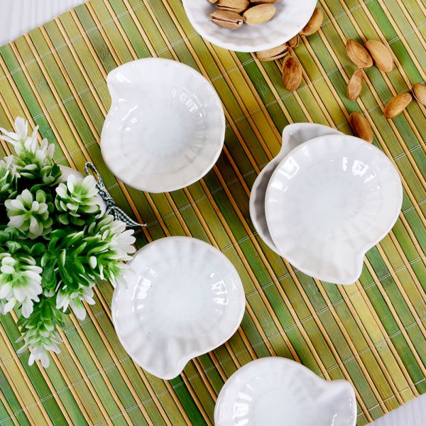 Beyaz Mini Salyangoz Çerezlik / Sosluk 8 Cm 6 Adet | Keramika