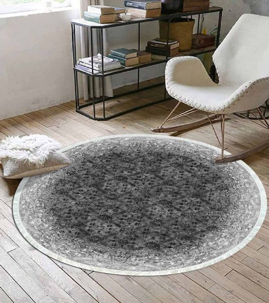 Birkilim Yuvarlak Yıkanabilir Dekoratif Halı İpeksi Kaymaz Taban | MLN-IP-YU-HT-244