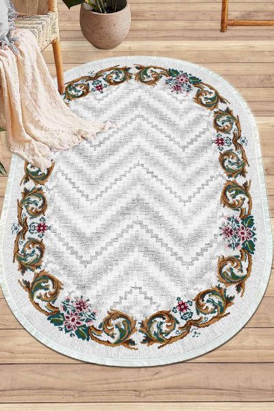 Birkilim Oval Yıkanabilir İpeksi Kaymaz Taban Dekoratif Halı | MLN-IP-O-SD-238