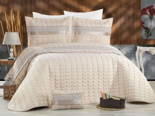 Colors Micro Çift Kişilik Yatak Örtüsü Bej