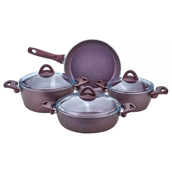 Öz Life | Hüma 7 Parça Mor Granit Set