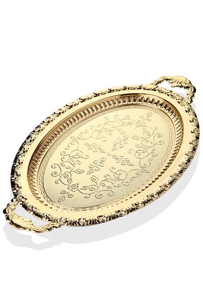 Queen's Kitchen | Lüx Altın Kaplama Oval Tepsi