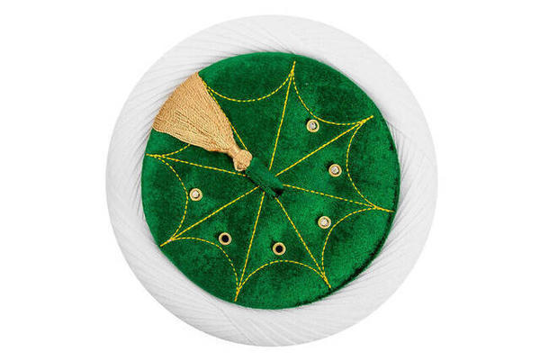 عمامة الإمام - عمامة السلطان - عمامة ملفوفة يدويًا - عمامة ملفوفة يدويًا - قطيفة - خضراء